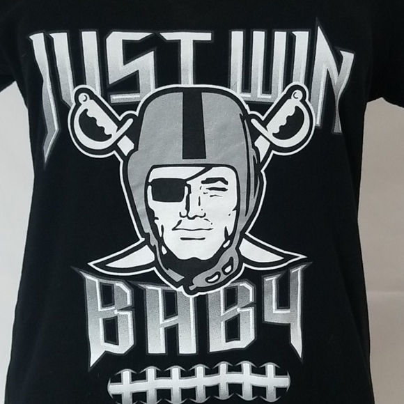 OAKLAND LAS VEGAS RAIDERS TSHIRT "JUST WIN BABY" NFL - Picture 4 of 8